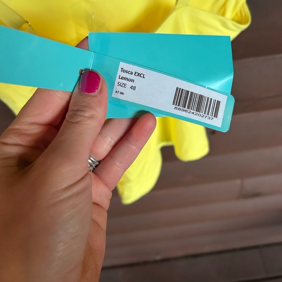 NWT Melissa Odabash  Tosca Over The Shoulder Lemon Swimsuit  Size 12 - Picture 7 of 7